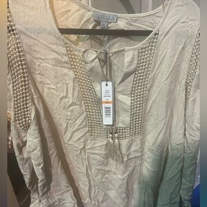 Joseph A Women's Beige Top boho NWT beige long sleeve